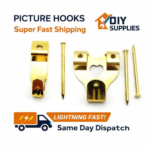 Brass picture hooks with - with, nails